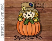 Scarecrow Behind Pumpkin SVG Files - Cut Files for Laser Cutters -  Fall SVG Cut Files