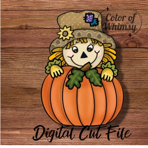 Scarecrow Behind Pumpkin SVG Files - Cut Files for Laser Cutters -  Fall SVG Cut Files
