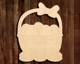 Easter Basket, Unfinished Wood Shape, Ready to Paint, Great for Paint Parties and Wreath and Sign Attachments