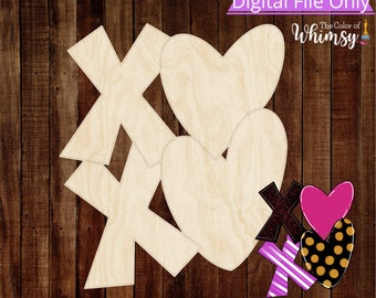 XOXO With Hearts Digital File, Valentine SVG Cut Files for Lasers