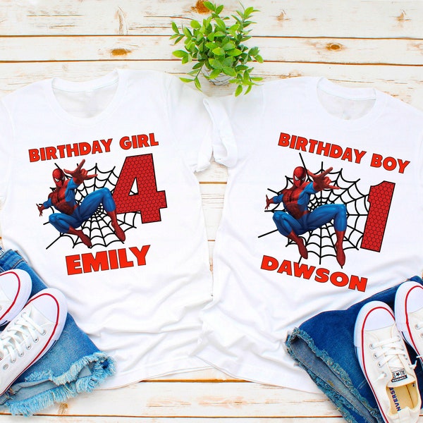 Spiderman Birthday Shirt, SpiderMan Birthday Shirt, Spiteman Custom shirt, Personalized shirt, Spiteman Girl and Boys family shirt outfit 10