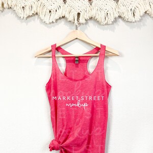 6733 Mock Up, Racerback Mockup, Summer Mockup, Vintage Shocking Pink Mockup, Boho Mock Up, Tank Top Mock Up, Next Level Mockup, Tank Mockup