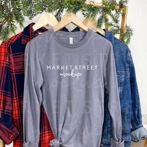 Bella Canvas 3501 Mockup, Storm Mockup, Long Sleeve Mockup, Holiday Mockup, Christmas Mockup