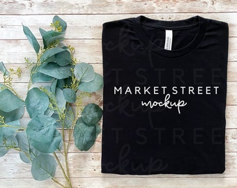 T Shirt Mock Up, Tshirt Mock Up, 3001 Mockup, Solid Black Mockup, Flay Lay Mock Up