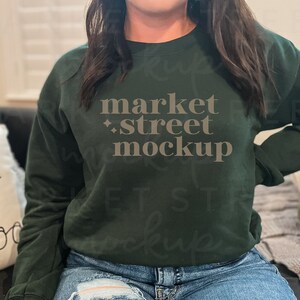 Halloween Mockup, Forest Green Mockup, Gildan 18000 Mockup, Sweatshirt Mock Up, Holiday Mockup, Sweater Mockup, Boho Model Mockup, Crewneck