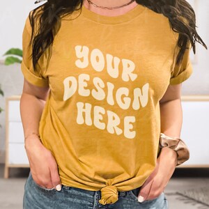 3001 Fall Mockup, Heather Mustard, Boho T-Shirt Mockup, Shirt Mock Ups, Model Mock Up, Bella Canvas Mock Up, T Shirt Mock Up, BC 3001 CVC