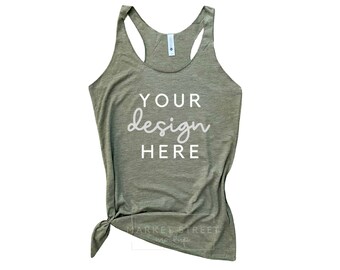 Next Level Tank Top Mockup | Next Level Military Green Tank Top Mockup Photo | 6733 | Flat Lay Photo | Digital Download