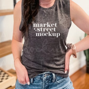 Muscle Tank Mockup, Tank Top Mock Up, Next Level Mock Up, 5013 Mockup, Charcoal Mockup, Summer Mockup, Model Mock Up, Boho Mockup