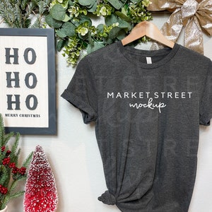 Heather Dark Grey Mockup, Bella Canvas 3001 Mock Up, Winter Mockup, Tshirt Mock Ups, Christmas Shirt Mockup, Gray Shirt Mockup