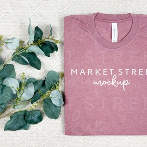 Heather Mauve Mockup, BC 3001, Folded T Shirt Mockup, Summer Mockup, 3001 Flatlay, Bachelorette Mockup, Bella Canvas Mock Up