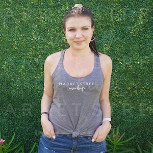 Next Level 6733 Mockup, Premium Heather Mockup, Gray Shirt Mockup, Racerback Mockup, Tank Top Mock Up, Summer Mockup, Model Mockup