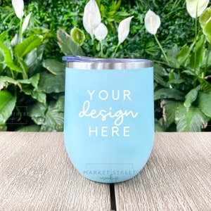 Wine Tumbler Mockup | Maars Seafoam Tumbler Mockup Photo - No Straw | Digital Download