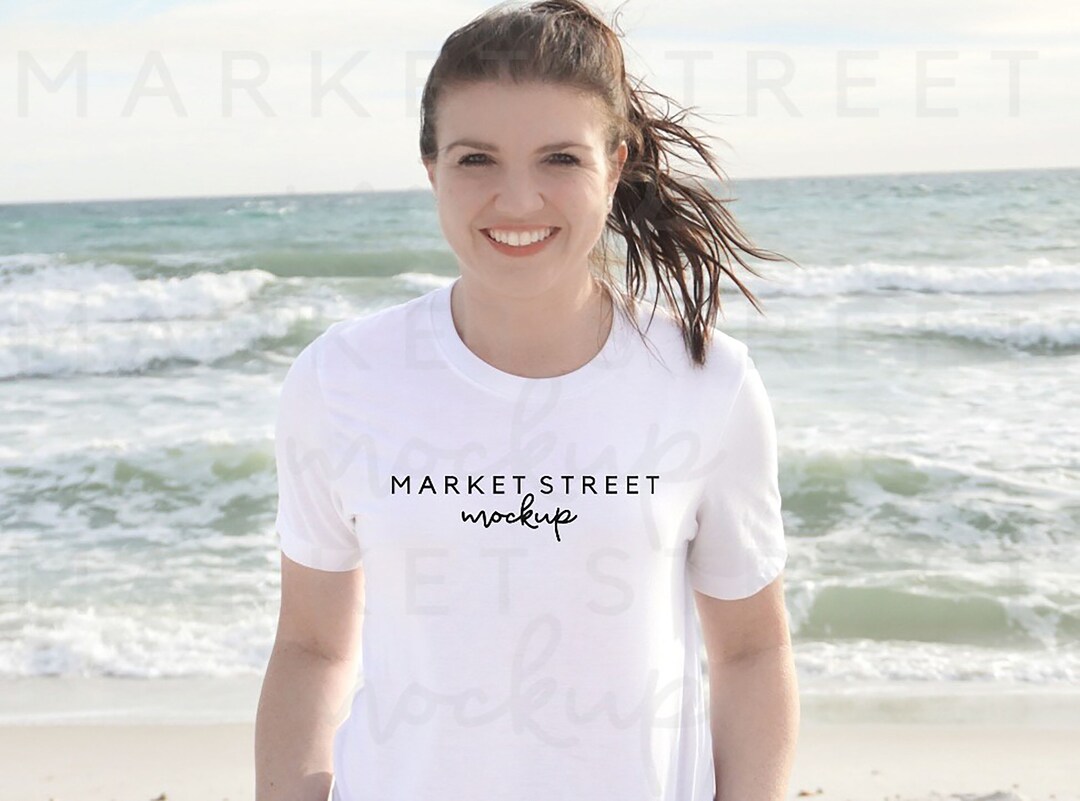 BC 3001, White Tee Mock Up, Beach Mockup, Bella Canvas Mock Ups, Tshirt ...