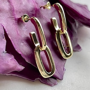 Chain Link Earrings~ Gold Link Earrings~ Gold Link Earrings~ Dangle Drop Earrings~ Minimalist Earrings~ Modern Earrings~ Simple Gold Earring