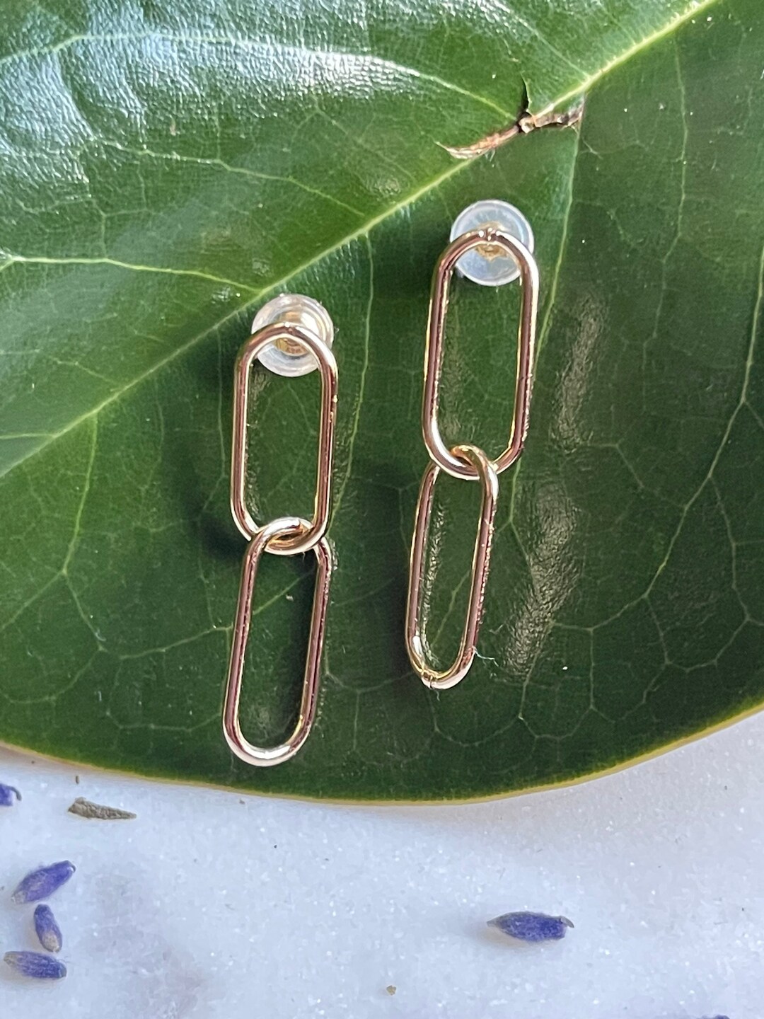 Paperclip Chain Earrings Linked Drop Earrings Chained Earrings Gold Post Earrings Dangle