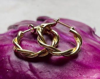 Gold Hoop Twisted Earrings~ Gold Hoop Earrings~ Statement Hoops~ Gold Filled~ Minimalist Earrings~ Everyday Earrings~ Modern Earrings~