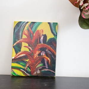 Tropical Flower Acrylic Painting - Tropical Themed Vibrant Art