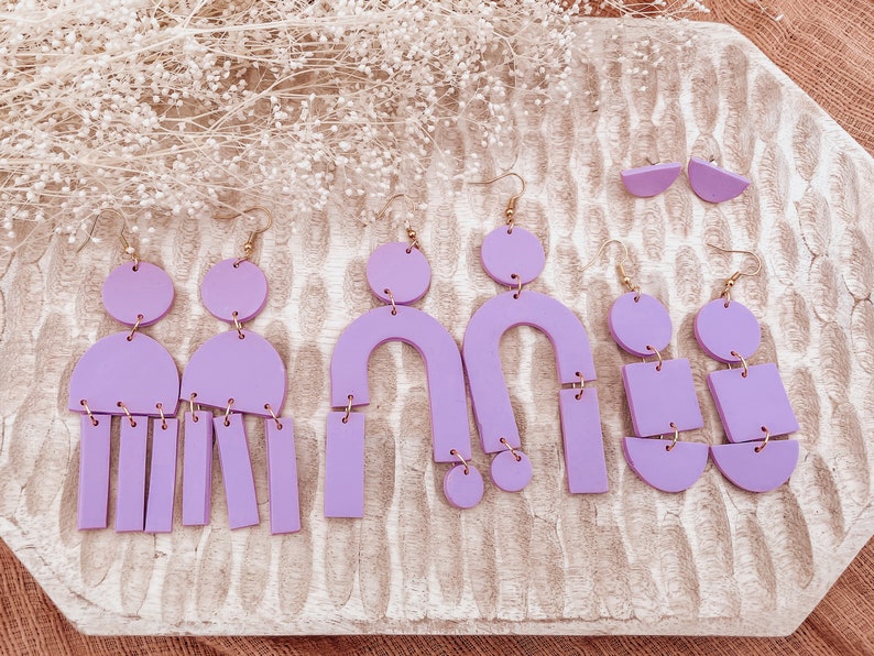 The Courtney/'s in Lilac Boho Minimalist Statement Light Purple Lavender Polymer Clay Earrings