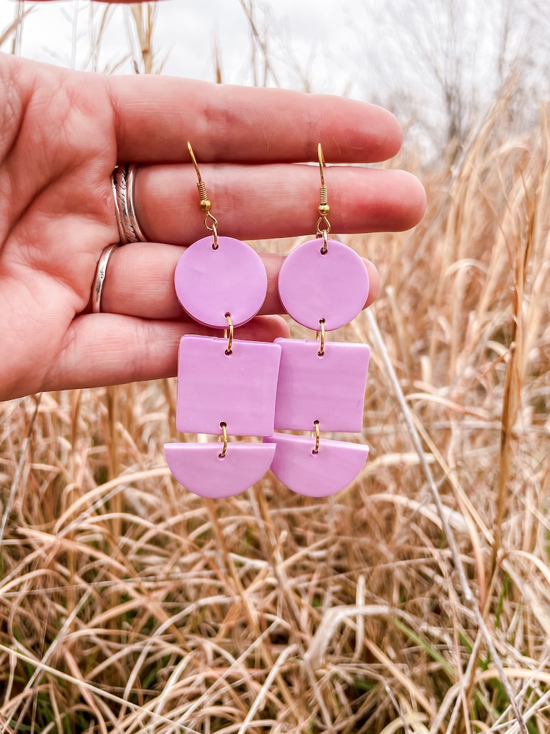 The Courtney/'s in Lilac Boho Minimalist Statement Light Purple Lavender Polymer Clay Earrings