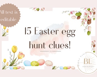 Easter Egg hunt clues - 6'x4', Easter games, Editable easter hunt clues, digital download