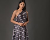 Gray one off shoulder modal satin drape top with pants