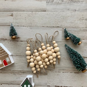Set of Wooden Ornaments/ Christmas ornaments/ wooden Christmas / wood bead ornament / wood bead decor / modern ornament / farmhouse