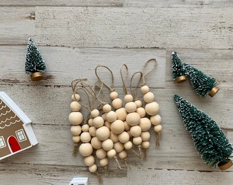 Set of Wooden Ornaments/ Christmas ornaments/ wooden Christmas / wood bead ornament / wood bead decor / modern ornament / farmhouse