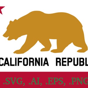 California Republic Bear Vector Digital SVG, DXF, EPS