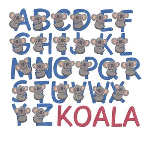 Koala Embroidery Alphabet 4x4 Multiple File Types