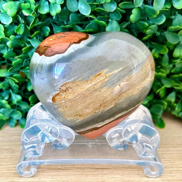 POLYCHROME JASPER HEART - Balancing Jasper Helps You To Achieve Your Goals.