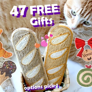 Baguette CatToy+Wand+Refills*3. Food Cat Toys Bundle Playset. Catnip Scratch Cat Toys Gift for Cats.