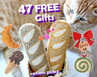 Baguette CatToy+Wand+Refills*3. Food Cat Toys Bundle Playset. Catnip Scratch Cat Toys Gift for Cats.