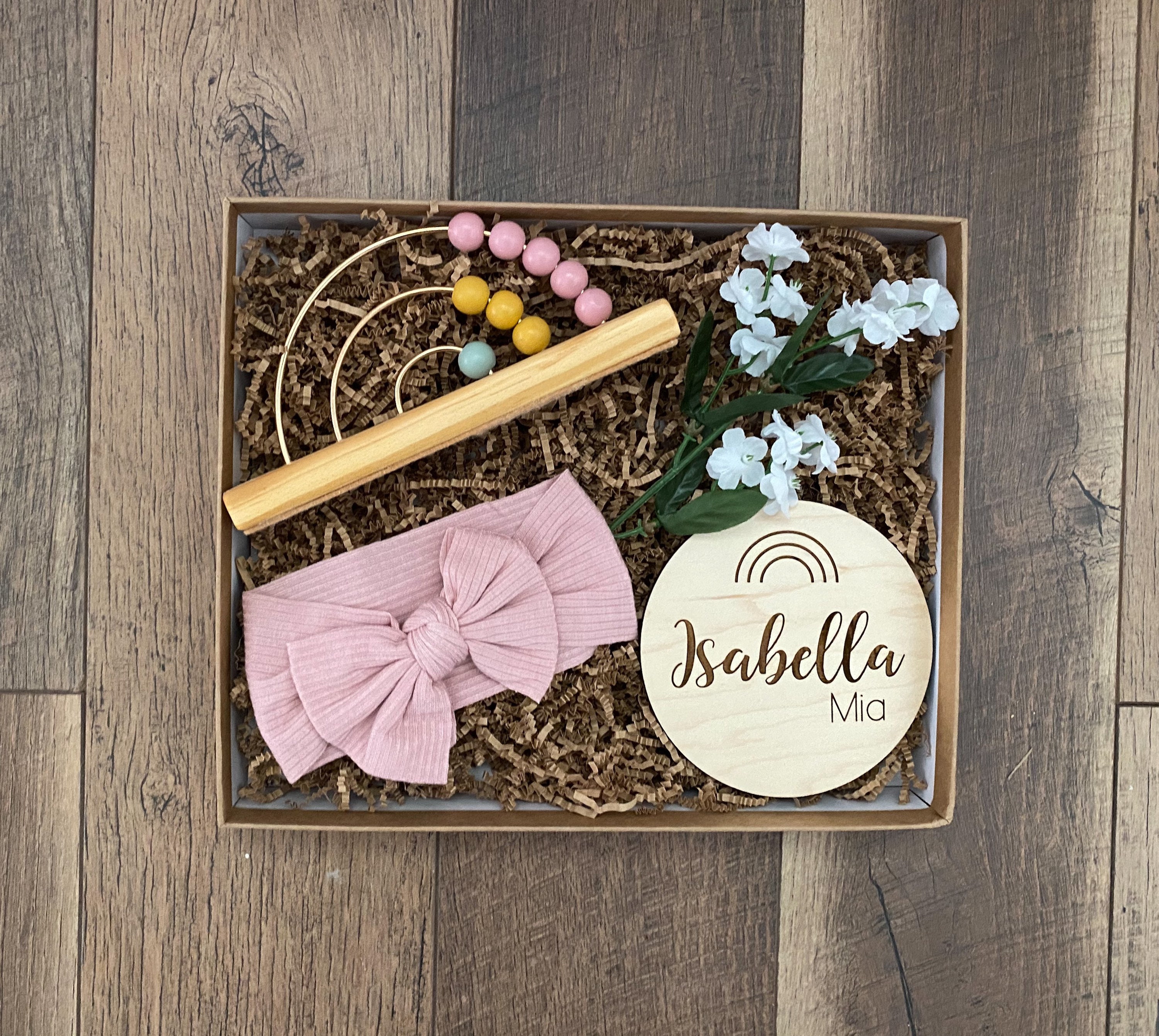 Baby gift box set/wood toy/name announcement/gender Etsy