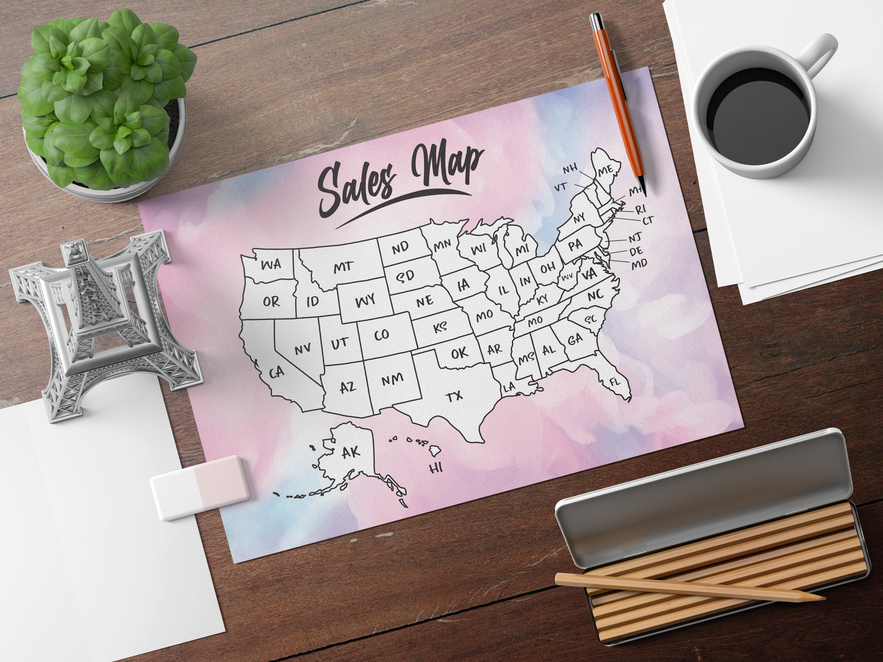 Sales Map Trackerprintable United States Etsy Sales Map - Etsy