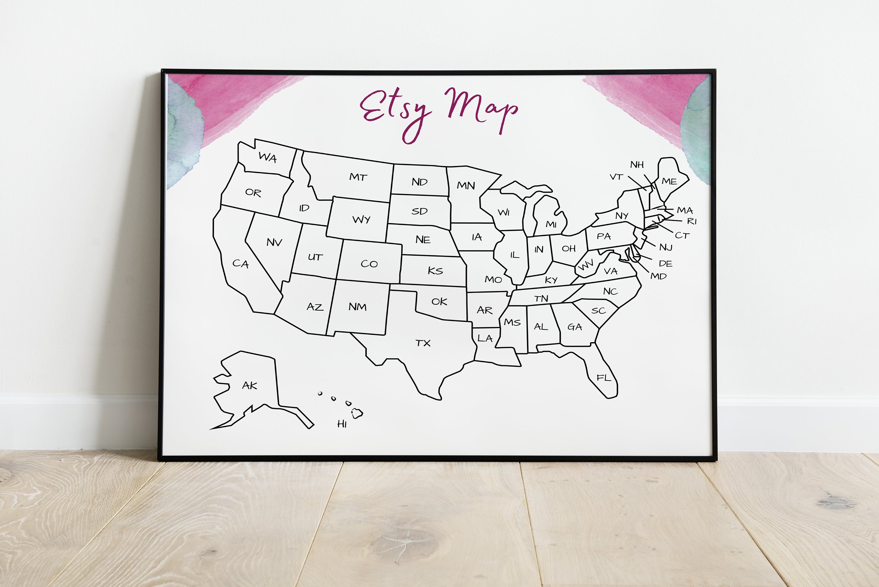 US Postcode Sales Map Tracker, Printable United States Etsy Sales Map ...