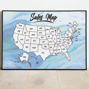 US Postcode Sales Map Tracker, Printable United States Etsy Sales Map ...