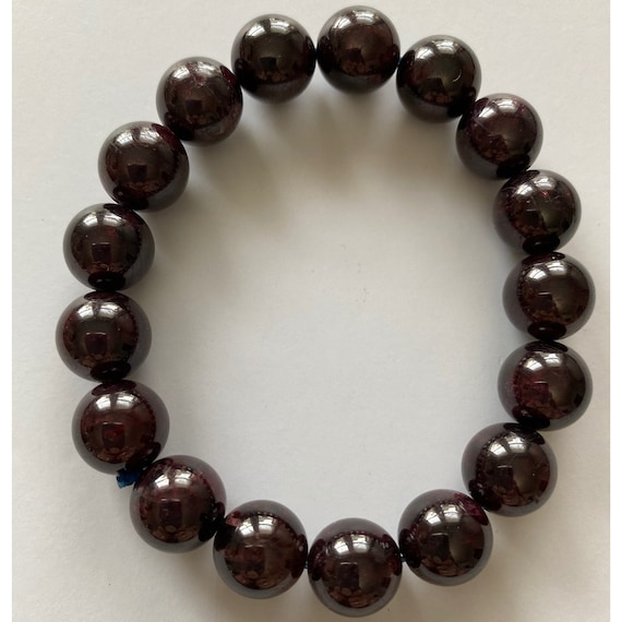 High Quality Garnet Bracelet, 12mm Beads, Stretch… - image 1