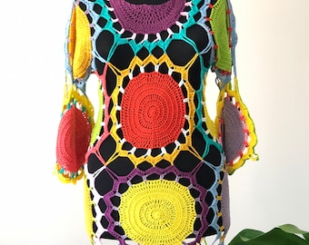 Handmade Crochet Beach Dress: Bohemian Knitted Cotton Clothing