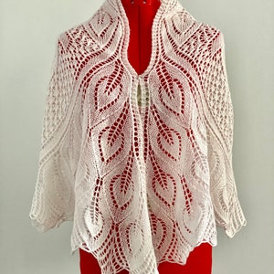 Hand Knitted Triangle Wool Scarf,  White  Shawl, Handmade Stylish Accessory,
