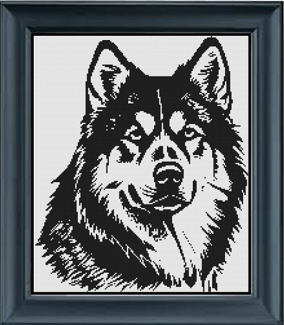 Alaskan Malamute Puppy Dog Cross Stitch Pet Portrait Pattern Graphgan ...