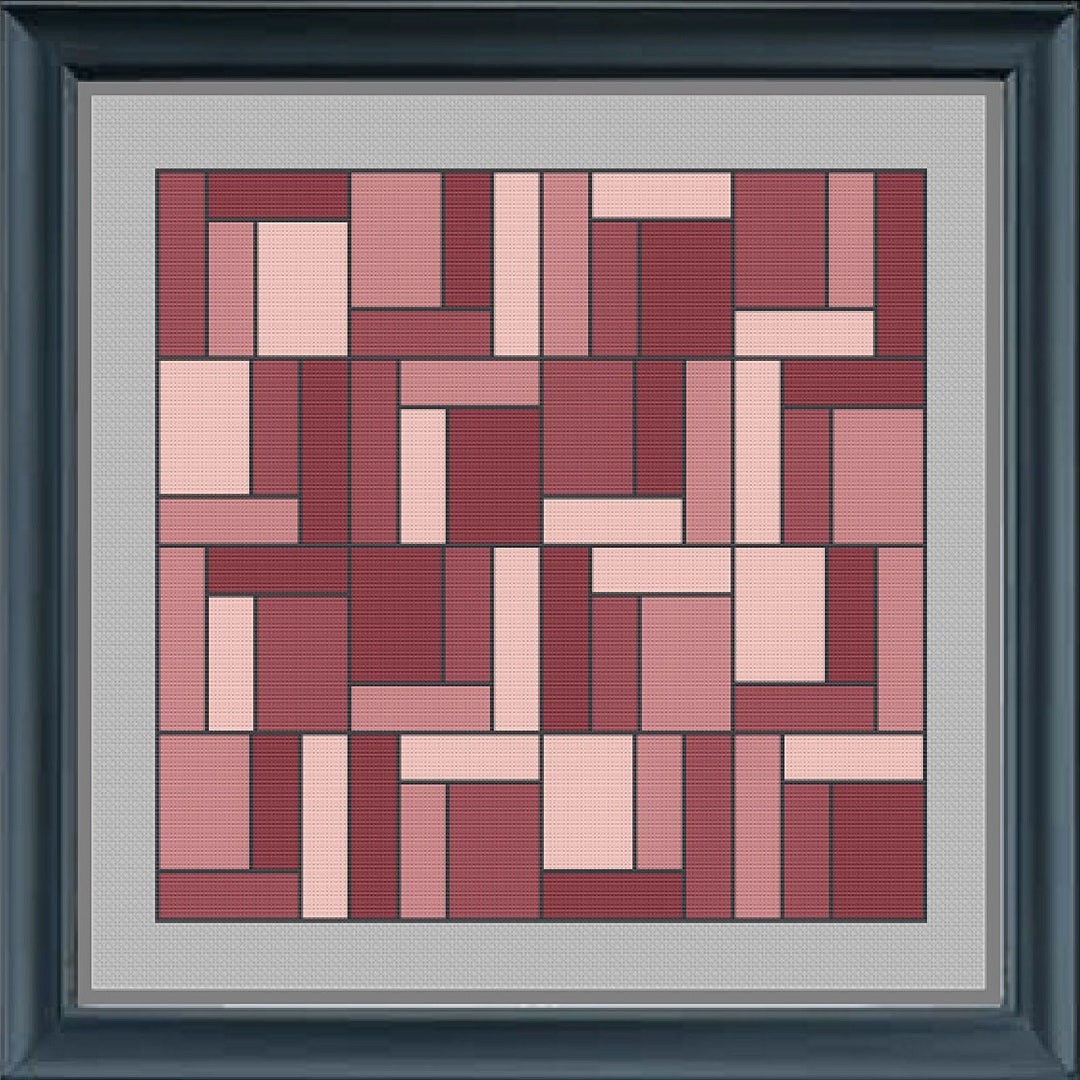 Cross Stitch Patterns Rectangular Black Gradient Rectangles Quilt Cross Stitch Pattern Reds Needlepoint ...