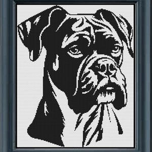 Boxer Puppy Dog Cross Stitch Pet Portrait Pattern Graphgan Crochet Needlepoint Mosaic Knitting Counted Canvas