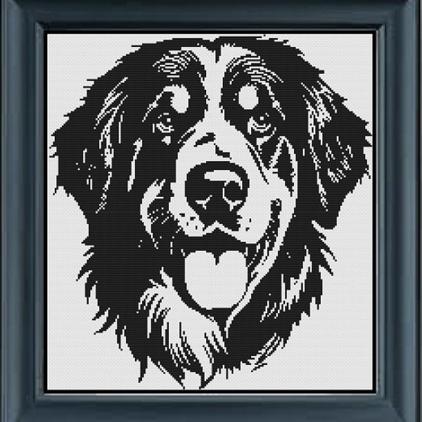Bernese Mountain Dog Puppy Dog Cross Stitch Pet Portrait Pattern