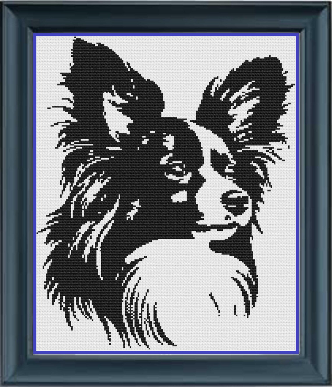 Papillon 2 Puppy Dog Cross Stitch Pet Portrait Pattern Graphgan Crochet ...