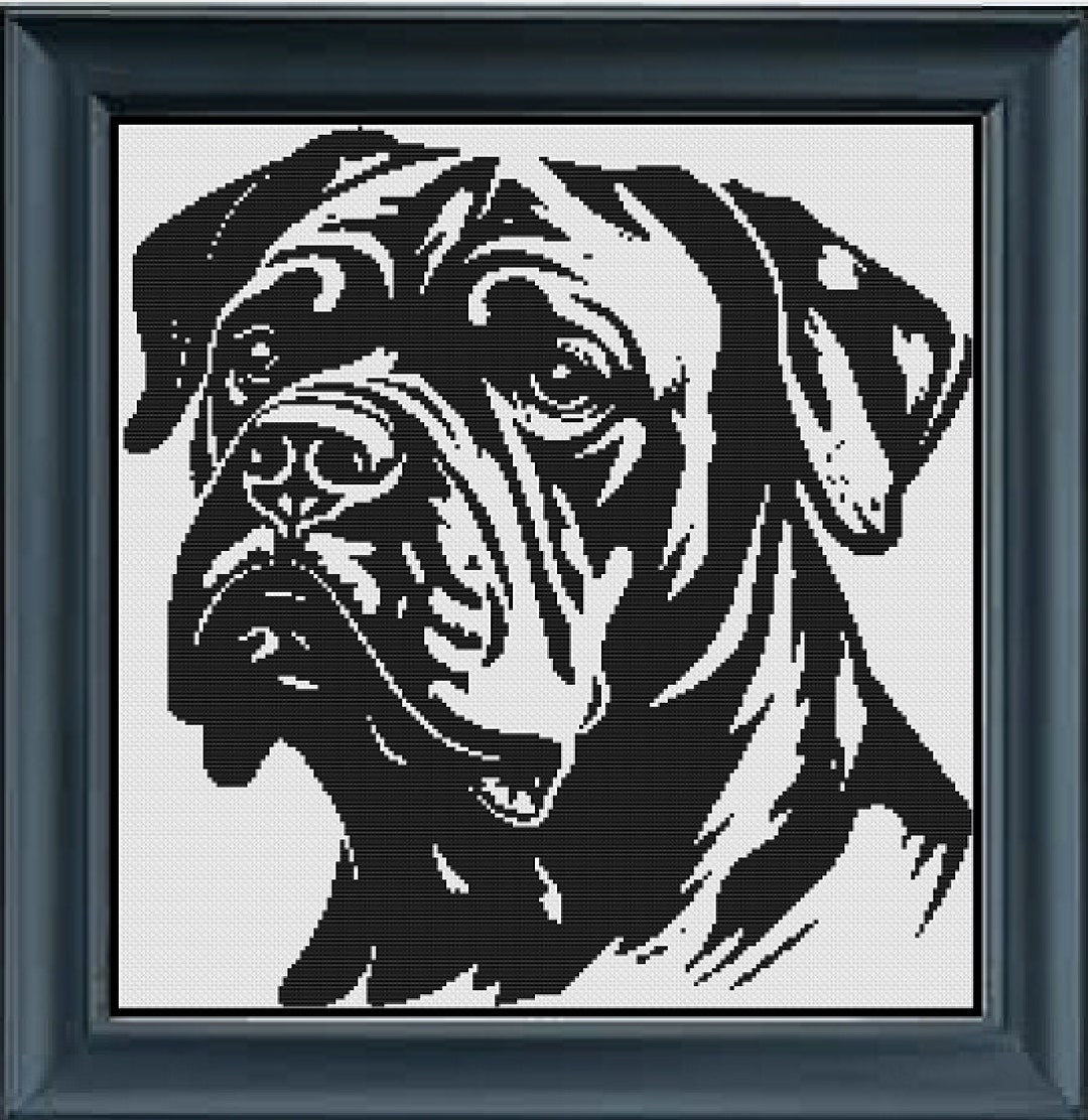 American Bulldog Puppy Dog Cross Stitch Pet Portrait Pattern Graphgan ...