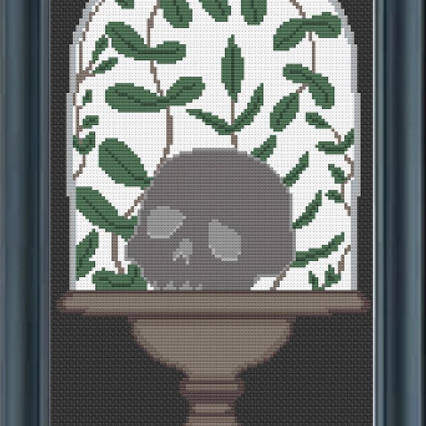 Bell Jar Large Skull Cross Stitch Pattern