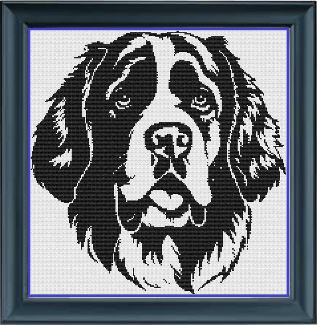 Saint Bernard 2 Puppy Dog Cross Stitch Pet Portrait Pattern Graphgan ...