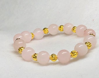 Rose Quartz Bracelet with Gold Plated Spacers