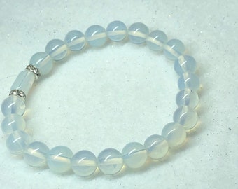 Opalite Bracelet with Silver Rhinestone Spacers