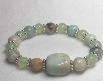 Amazonite Beaded Bracelet with Silver Spacers